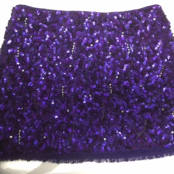 Alice + Olivia Purple Sequin Silk Mini Skirt - Picture 2 of 10